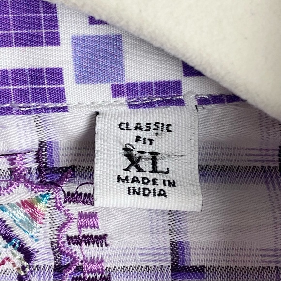 Robert Graham White and Purple Checkered Casual Button Down Shirt - Picture 10 of 15